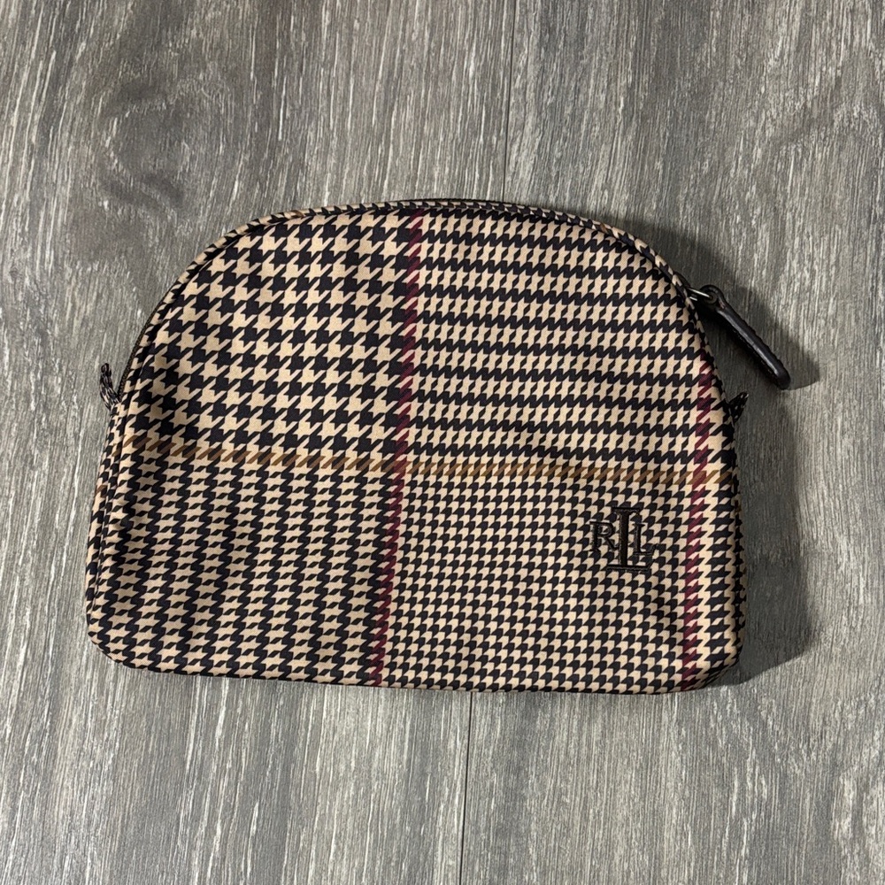 Toiletry Bag - Black & Cream with Burgundy Accent